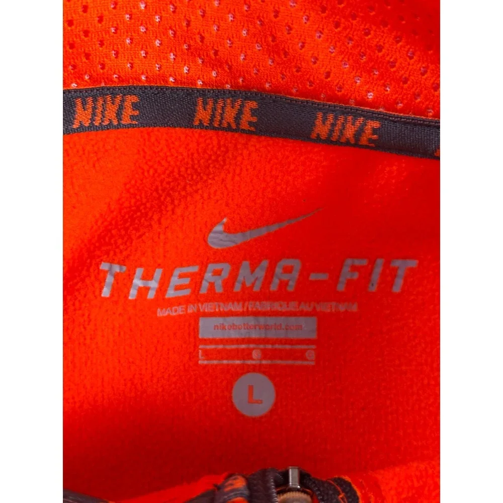 Nike Therma-FIT Mens Large Orange Quarter Zip Pullover Fleece Training Top 3231